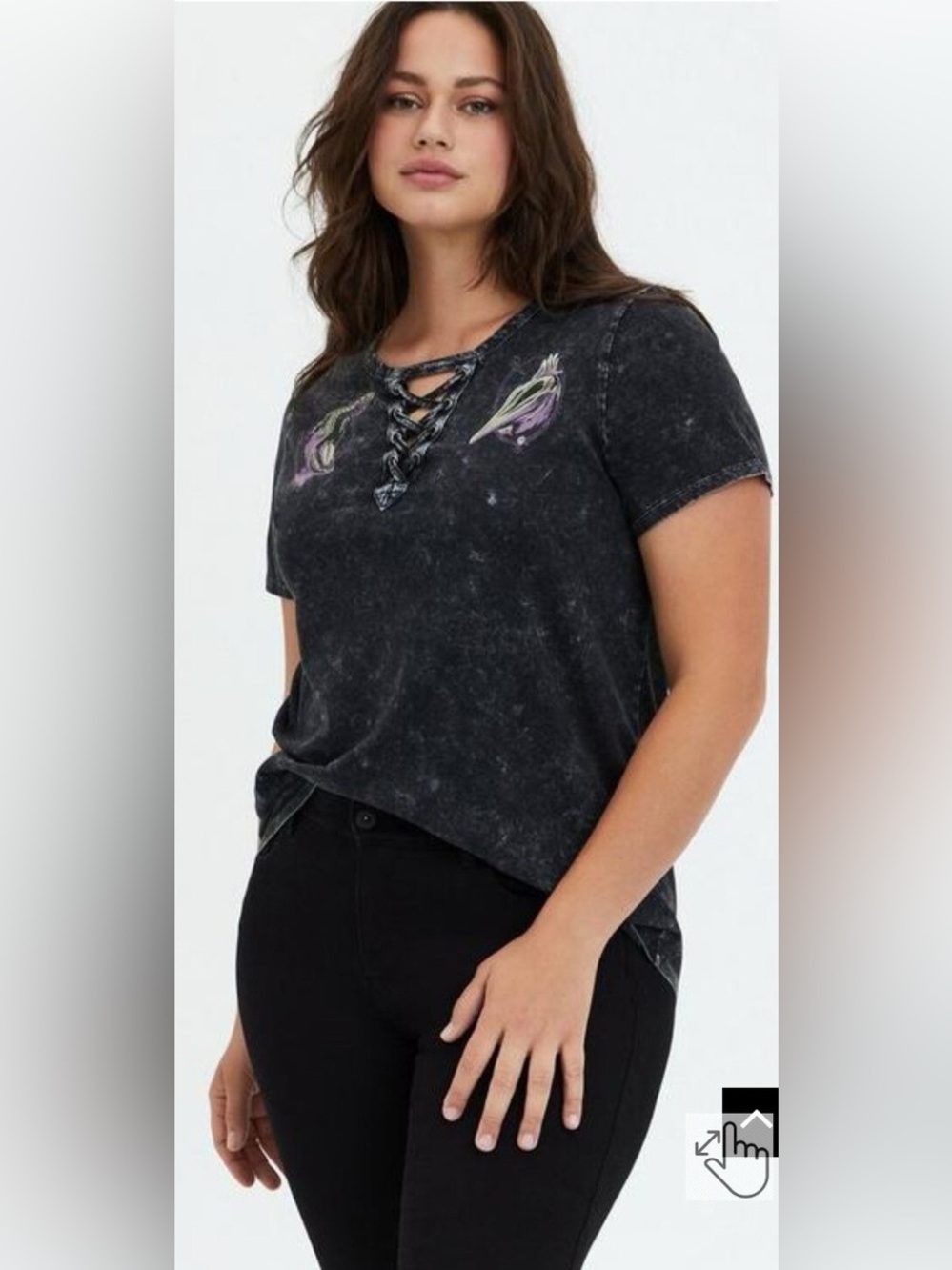 Torrid Bettlejuice Black Mineral Wash Lace Up Shirt, Size 6x